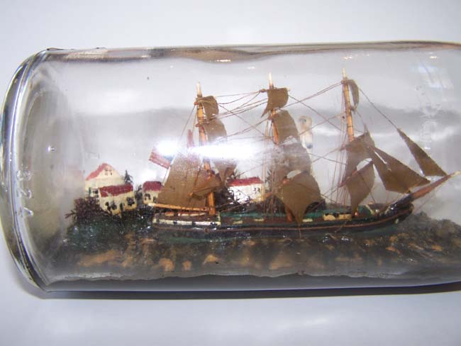 A Wonderful sailor-made Ship-in- Bottle circa 1900-1920